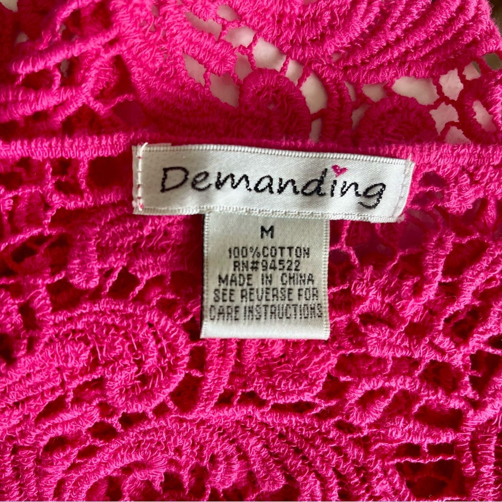 Demanding Sleeveless Crochet Crop Top Pink Sz M - Picture 15 of 15